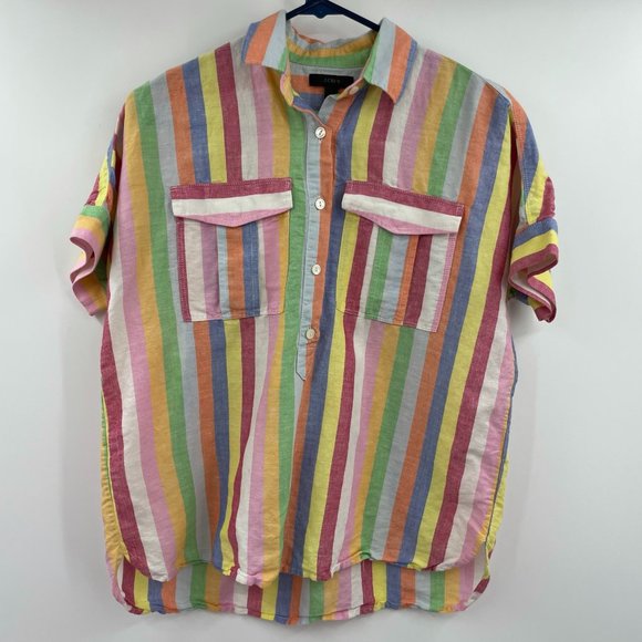 J. Crew Tops - j crew striped button down Casual shirt Size 0